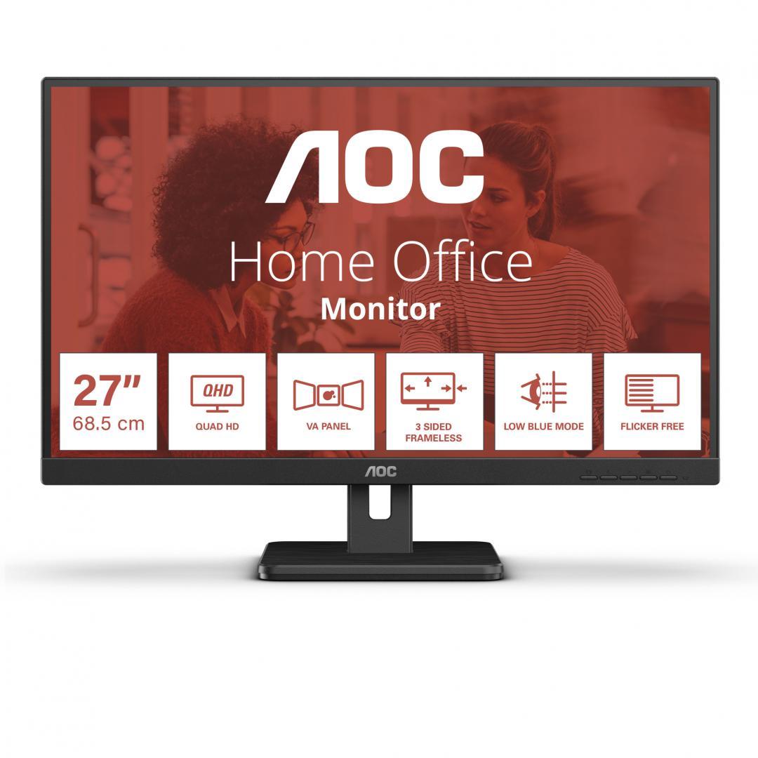 Monitor Consumer AOC Q27E3UAM, 27", 2560 x 1440 pixeli, Black, 3 ani Garantie