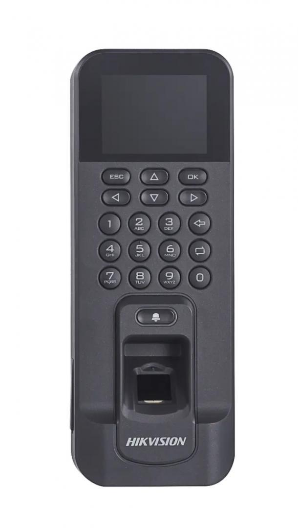 Controler de acces biometric stand alone Hikvision cu tastatura si cartele de proximitate MIFARE