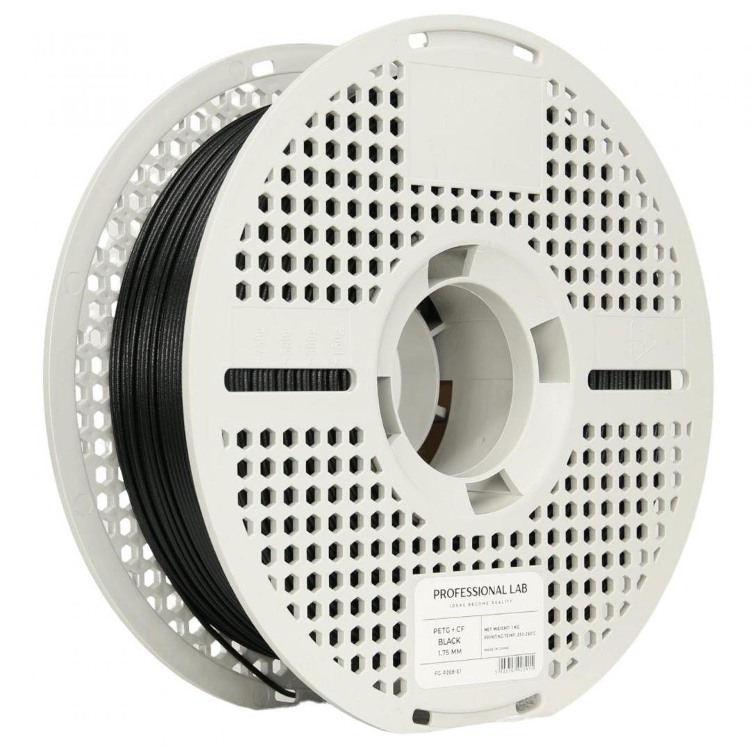 PROF. LAB 3D FILAMENT 1KG PETG+CF BLACK, Contine fibre de carbon pentru piese stabile, deformari reduse, finisaj mat