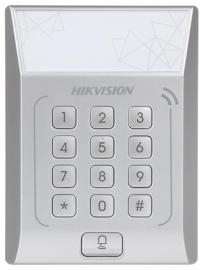 Cititor standalone cu tastatura si card de proximitate Hikvision, DS- K1T801M; suporta cartele MIFARE