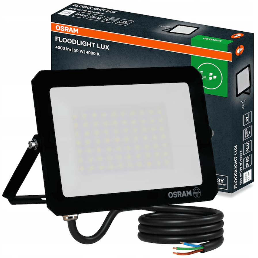 Proiector LED Osram LUX, 50W, 220-240V, 4500 lm, lumina neutra (4000K), IP65, Negru