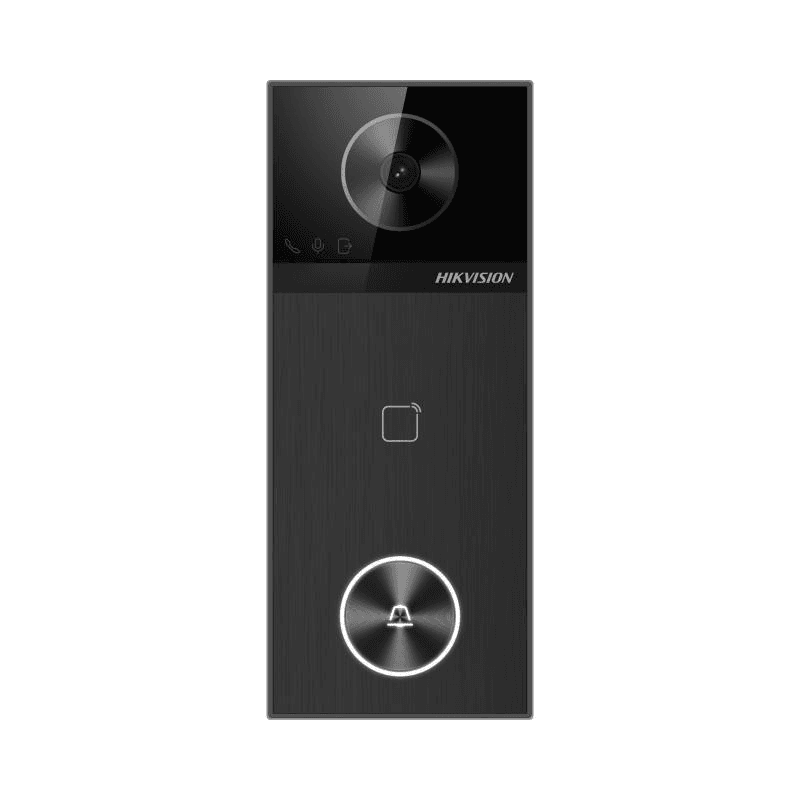 Post videointerfon de exterior WI-FI Hikvision DS-KV6114-WBE1, montaj aparent, camera HD 4MP, WDR