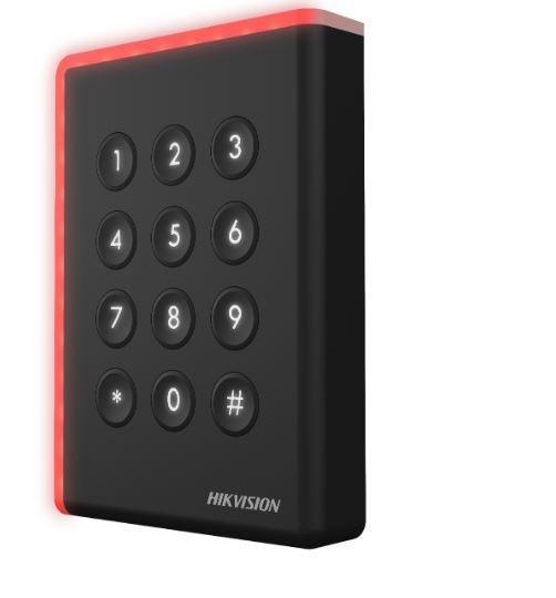 Cititor card cu tastatura Hikvision DS-K1108AMK, citeste carduri Mifare 13.56 MHz, distanta citire: ≤ 50 mm