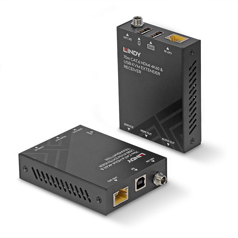 Lindy Cat.6 HDMI 4k60 KVM Extender, distanta maxima 70m latime de banda suportata  18Gbps