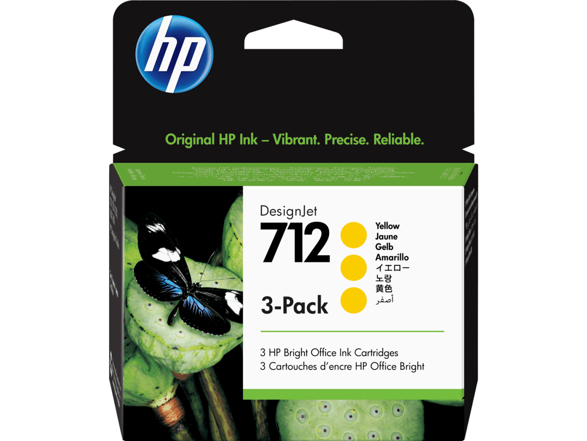 Cartus HP 712 3-pack 29-ml DesignJet Ink, Yellow