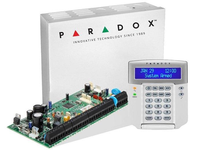 Centrala Paradox SP6000+; 8 zone pe placa (16 cu dublare zona ATZ);2 PGM pe placa