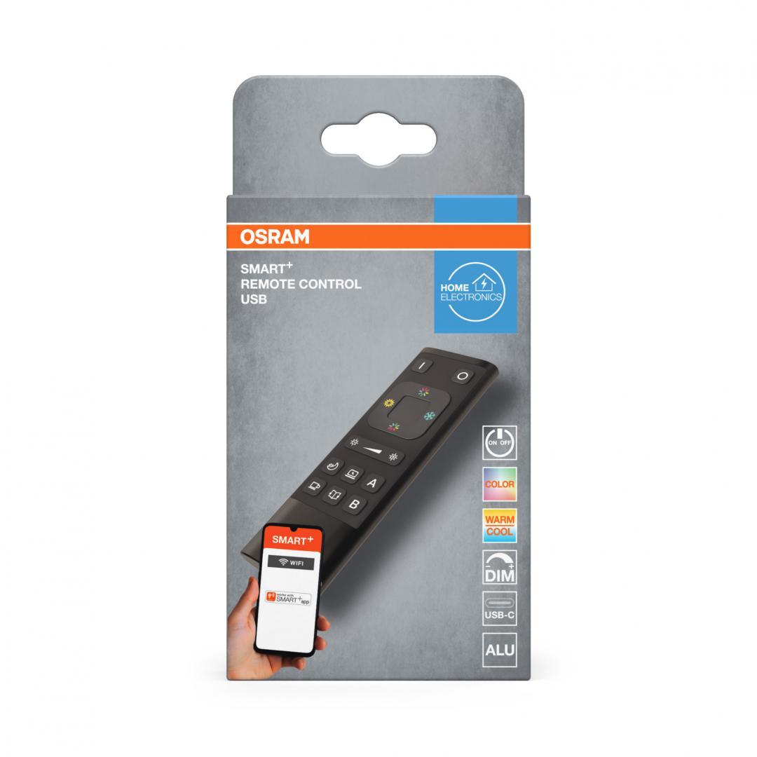 Telecomanda OSRAM SMART+ WiFi, 12x4.1x1.9cm, Gri, 2x baterii AAA neincluse, pana la 15 surse/corpuri de iluminat
