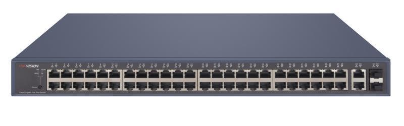 Switch PoE Hikvision DS-3E1552P-SI: 48 x 10/100/1000M PoE Ports, 2 x gigabit RJ45, 2 x gigabit SFP, buget PoE 470 W