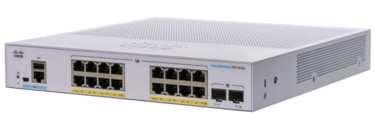 Switch  CISCO CBS350-16FP-2G, 16 PORTURI 10/100/1000, 2 x SFP, POE 240w, Buffer: 1.5 Mb, Flash 256Mb, CPU: 800 MHz ARM