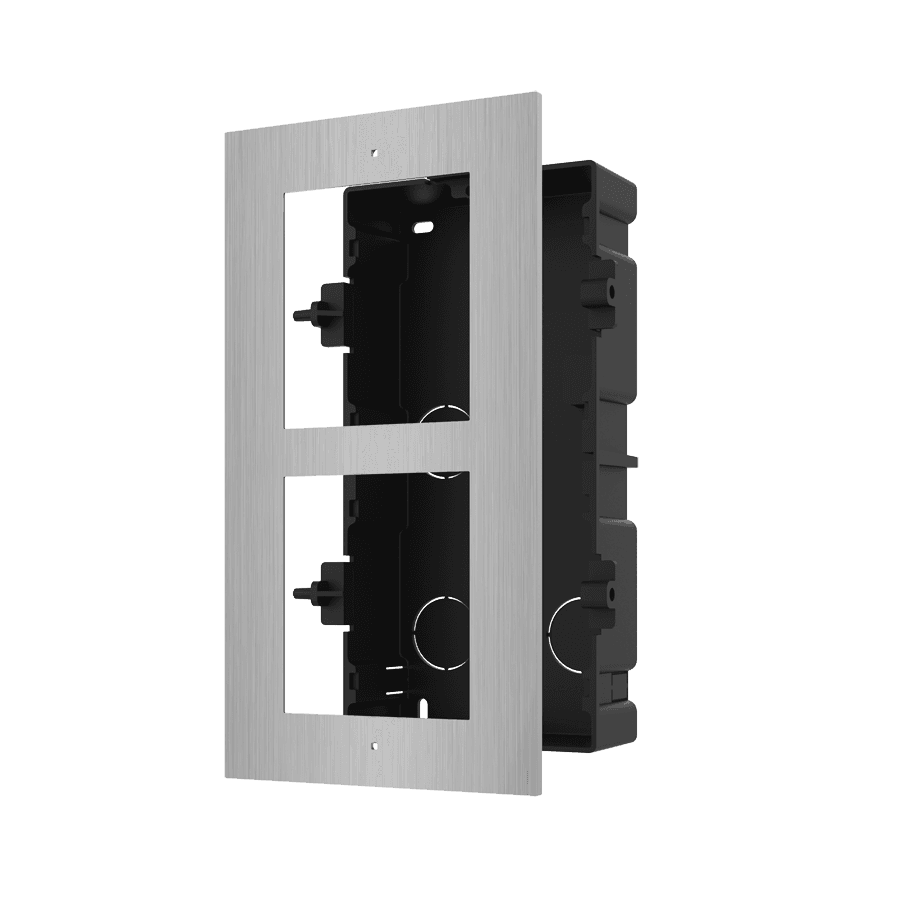 Panou frontal pentru 2 module de videointerfon modular Hikvision DS-KD- ACF2/S; permite conectarea a 2 module de