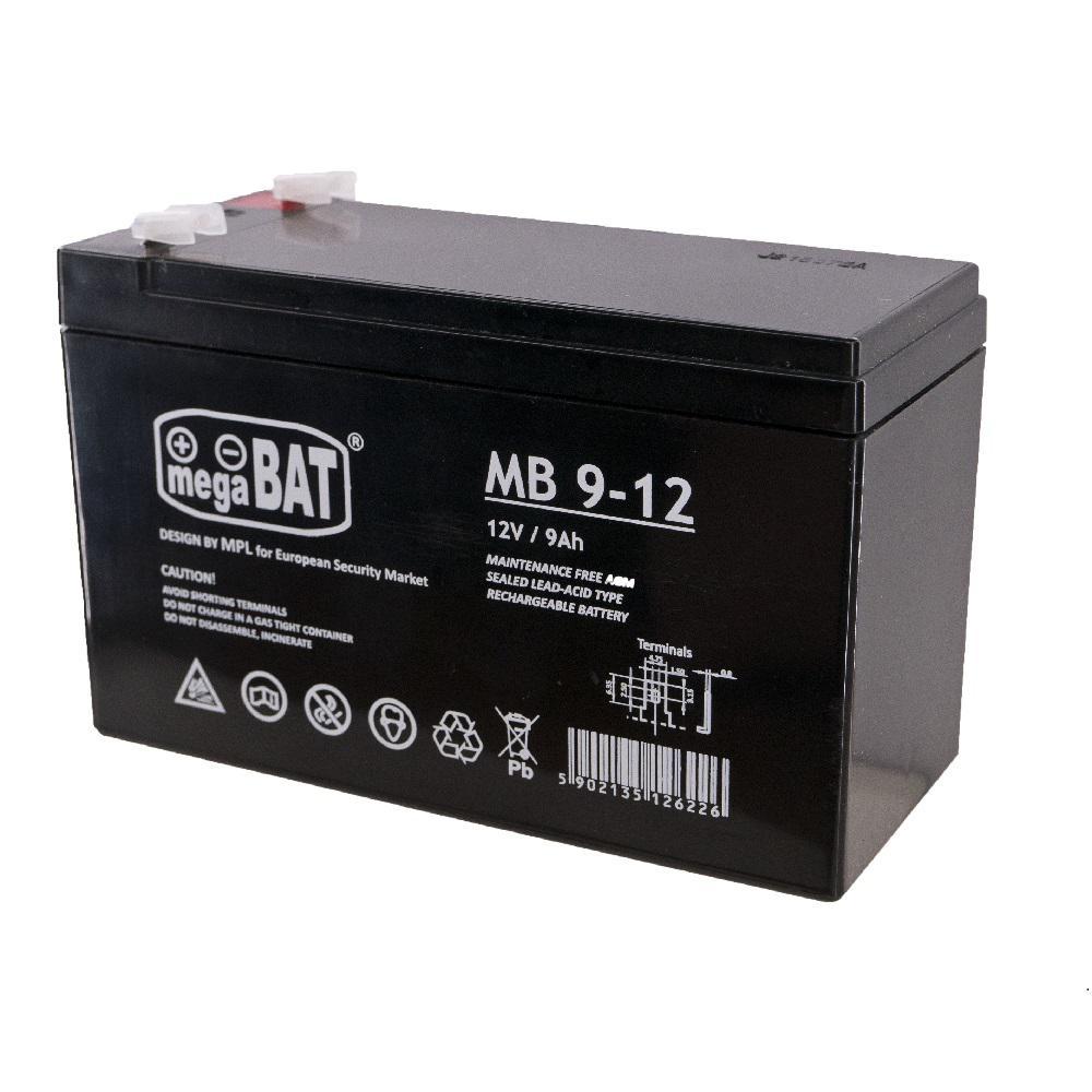 Acumulator VRLA AGM Megabat MB9-12 fara intretinere 9Ah 12V. terminal de conexiune FASTON 187 (4.75x0.8mm); Dimensiuni: