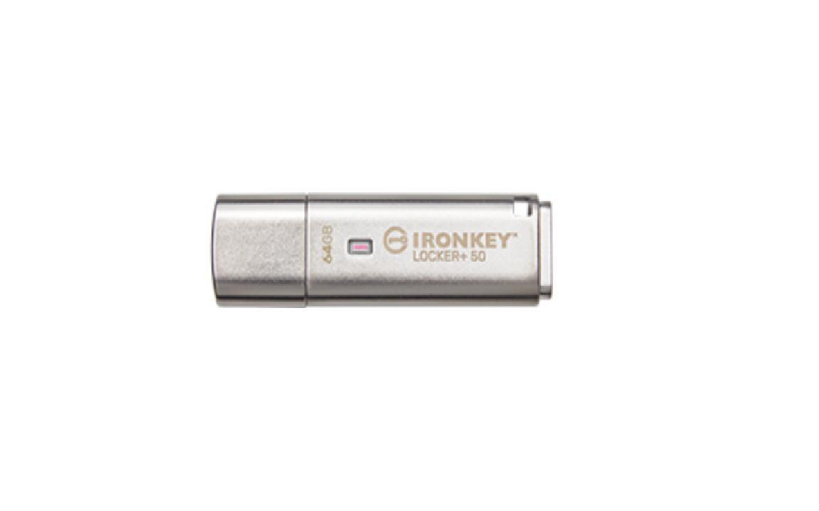 Memorie USB Kingston IronKey Keypad 200 64GB, USB Type-A, Argintiu