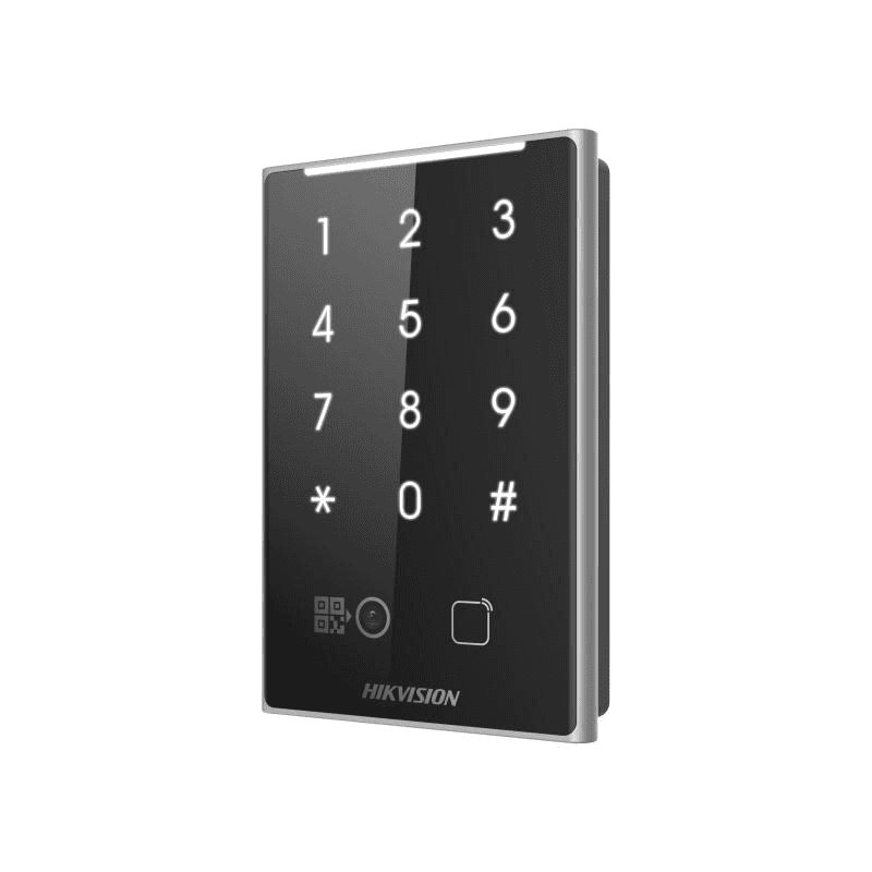 Cititor de proximitate cu tastatura si cod QR Hikvision DS-K1109DKB-QR, DESfire card, Felica card and M1 card