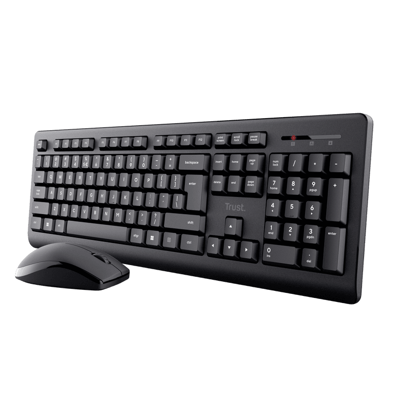 Kit Wireless tastatura si mouse TRUST Primo, taste numerice, Negru