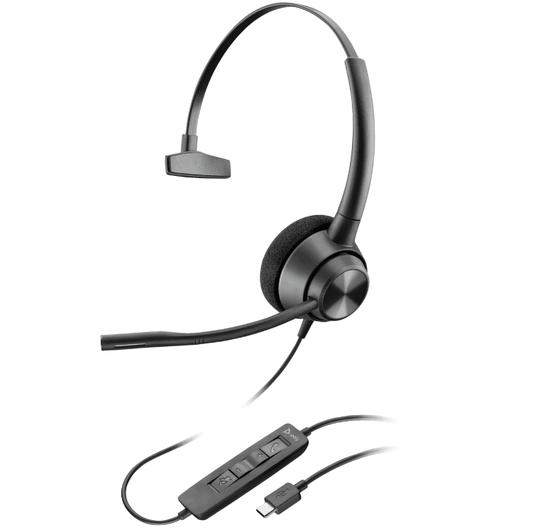 Casti Head-band Poly EncorePro 310, Wired, noise-canceling, Negru