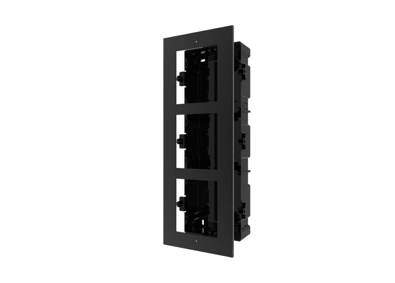 Panou frontal pentru 3 module videointerfon modular Hikvision DS-KD- ACF3; permite conectarea a 3 module de