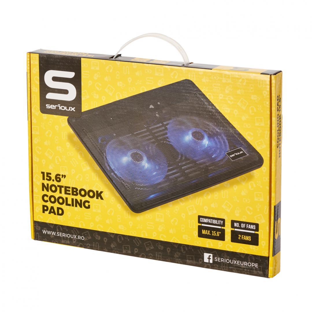 Cooling pad Serioux, SRXNCP007, Dimensiuni: 340*250*23mm, Compatibilitate maxima laptop: 15.6 inch