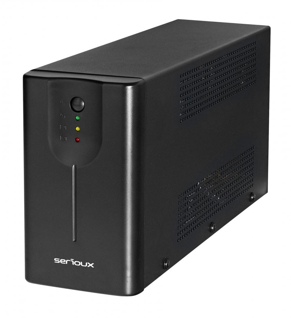 UPS Serioux Line Interactive 800LI, Led, capacitate 800VA/480W, 2 prize Schuko , baterie 12 V / 8.0 Ah × 1