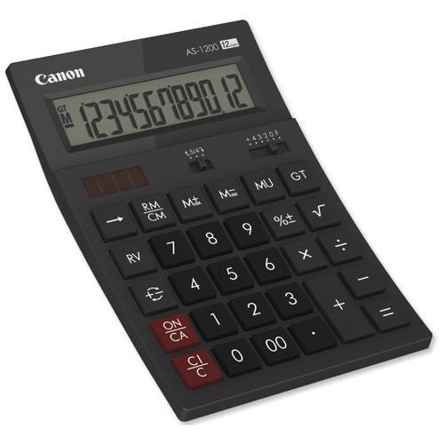 Calculator birou Canon AS1200, 12 digiti, display LCD vertical, inclinat, separator de mii, functie schimbare de semn
