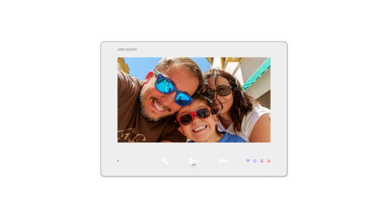 Monitor videointerfon color Hikvision DS-KH7300EY-WTE2/White, 7-inch, rezolutie: 1024 × 600, Colorful TFT, 3 butoane