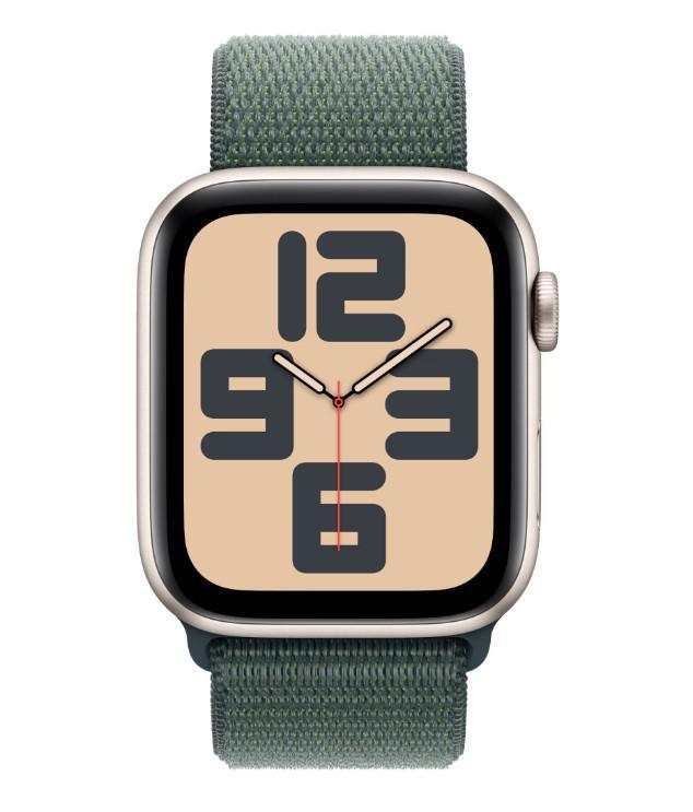 Apple Watch SE GPS + Cellular 44mm Starlight Aluminium Case with Lake Green Sport Loop