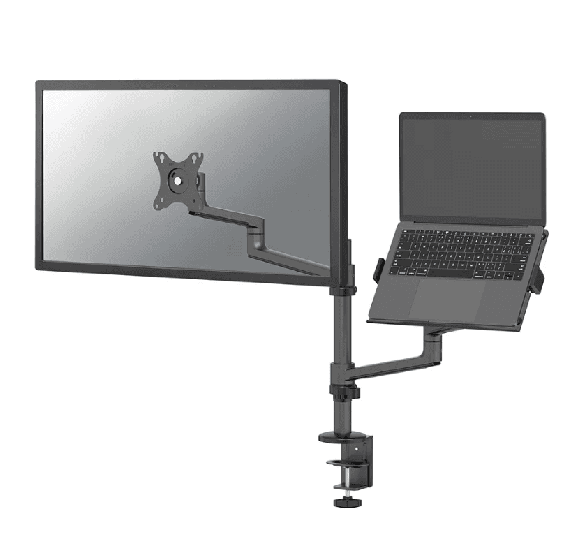 Suport dublu laptop de birou Neomounts DS20-425BL2; pentru display-uri cu diagonale 17"-27"