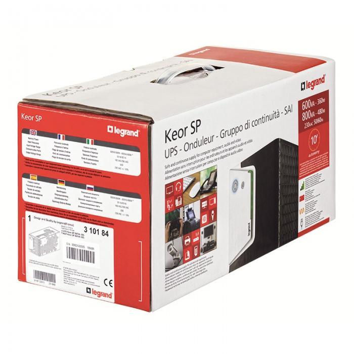 UPS Legrand KEOR SP 1000, 1000VA/ 600W, 2x IEC + 2x German standard sockets, USB port, baterie 2x 12V 7Ah, 230V