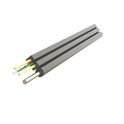 Cablu fibra optica 4 fibre flat drop SM, 600N, cu sufa, intarziere la flacara, protectie apa, LSZH, int/ext - SAMM