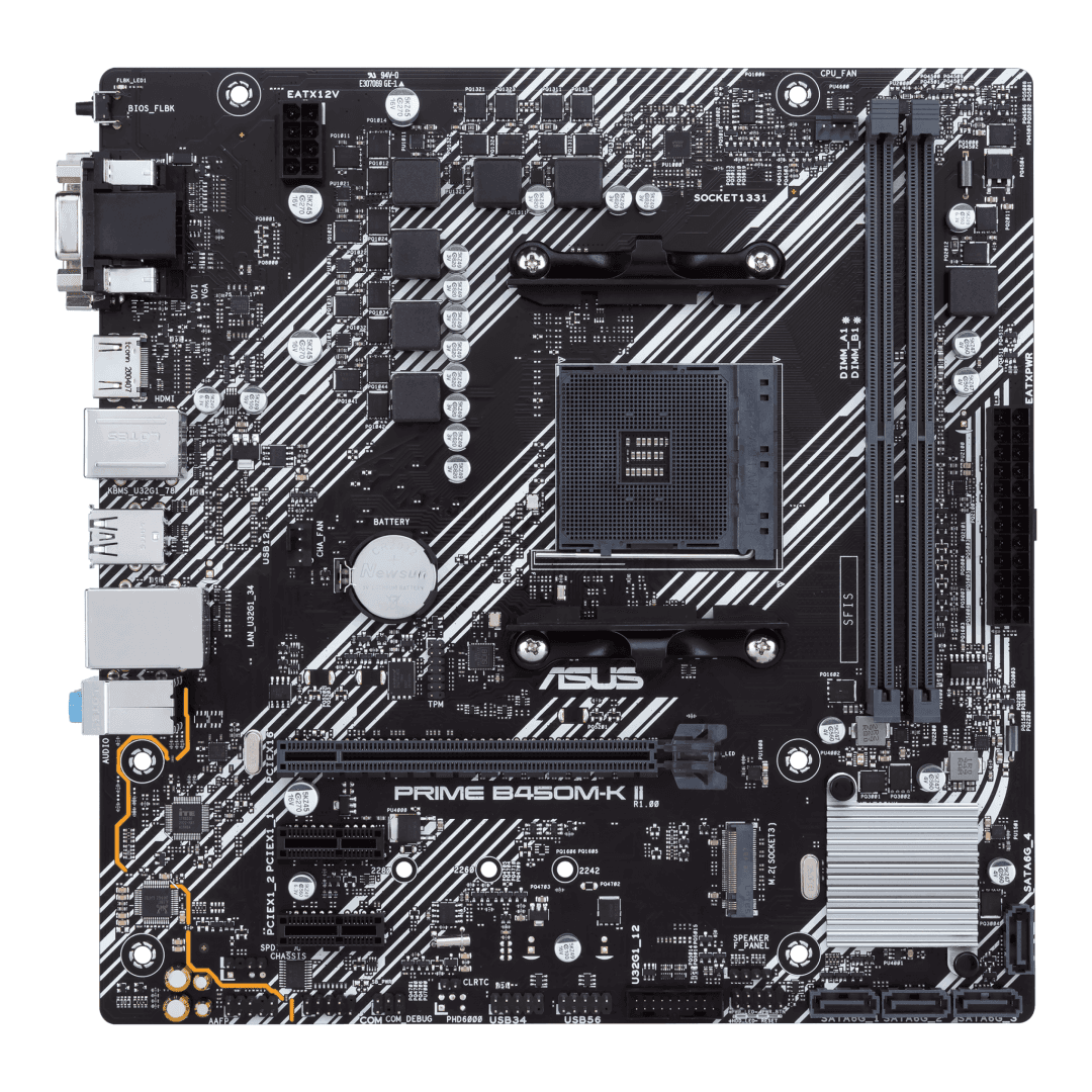 Placa de baza ASUS Prime B450M-K II, Socket AM4, DDR4, Micro-ATX