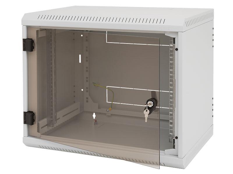 Rack de perete Triton sectiune simpla 12U 600mm adancime usa sticla panouri laterale fixe