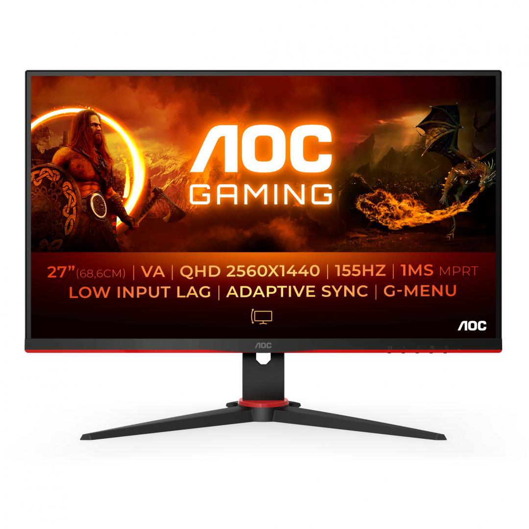 Monitor Gaming AOC Q27G2E/BK, 27", 2560 x 1440 pixeli, Black, 3 ani Garantie