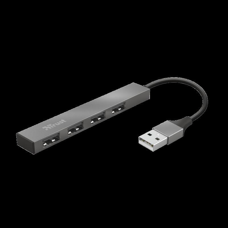 Hub USB Trust Halyx USB-A, 4 porturi, Argintiu