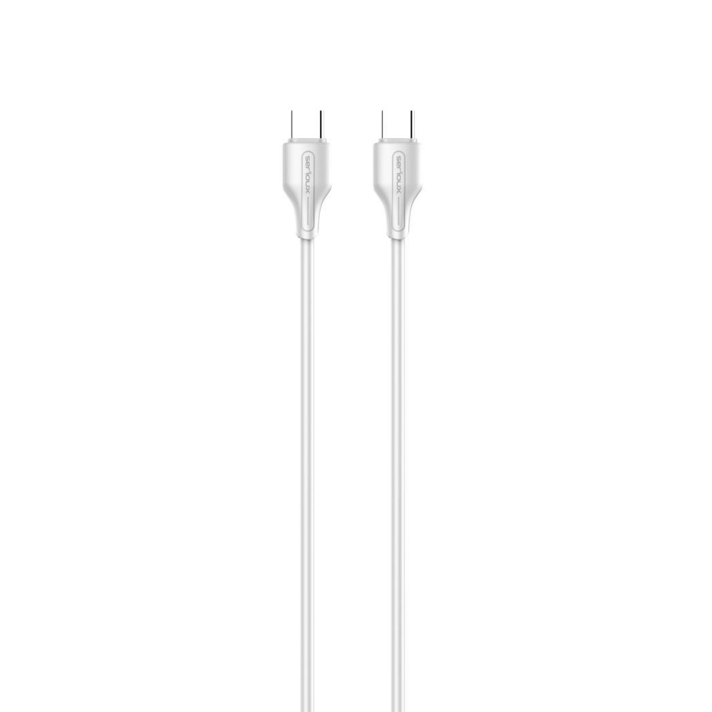 Cablu Serioux TYPE-C - TYPE-C 2M 60W.Lungime: 200 cm, Ieșire: 65W, tip cablu: USB-C la USB-C, culoare: Alb