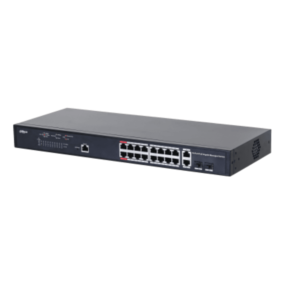 Dahua Managed Switch 18 porturi, 16 porturi POE, Gigabit, Port 1-16:16 × 10M/100M/1000MBase-T (PoE)