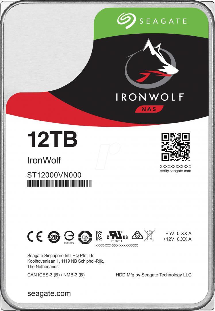 HDD NAS Seagate IronWolf, 12 TB, 7200 RPM, 256 MB, SATA III