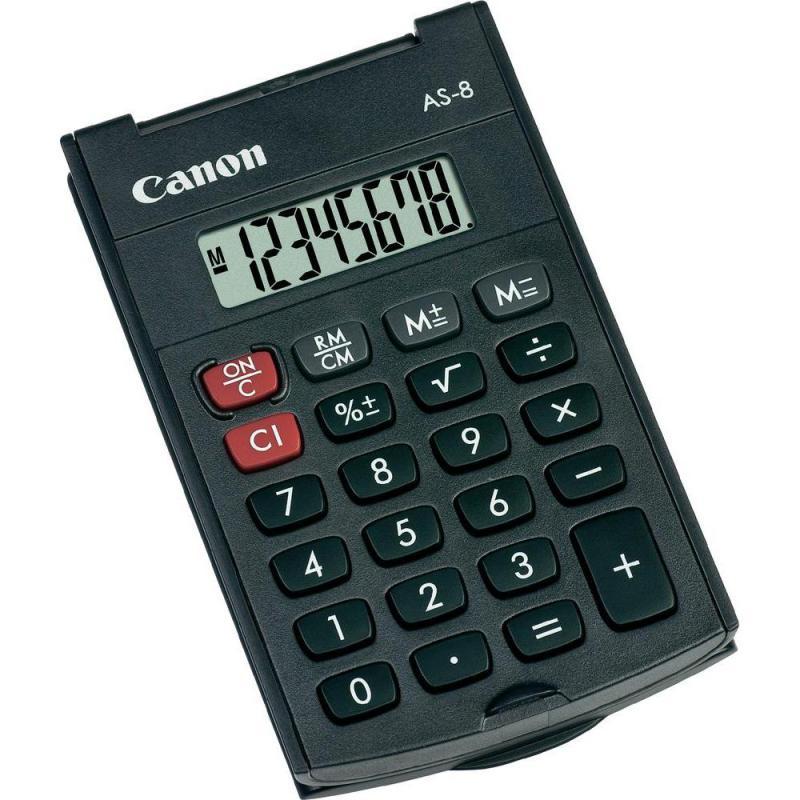 Calculator buzunar Canon AS8, 8 digiti, display LCD, alimentare baterie, functii: radacina patrata, procentaj