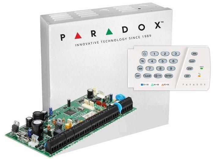 Centrala Paradox SP6000+; 8 zone pe placa (16 cu dublare zona ATZ);2 PGM pe placa