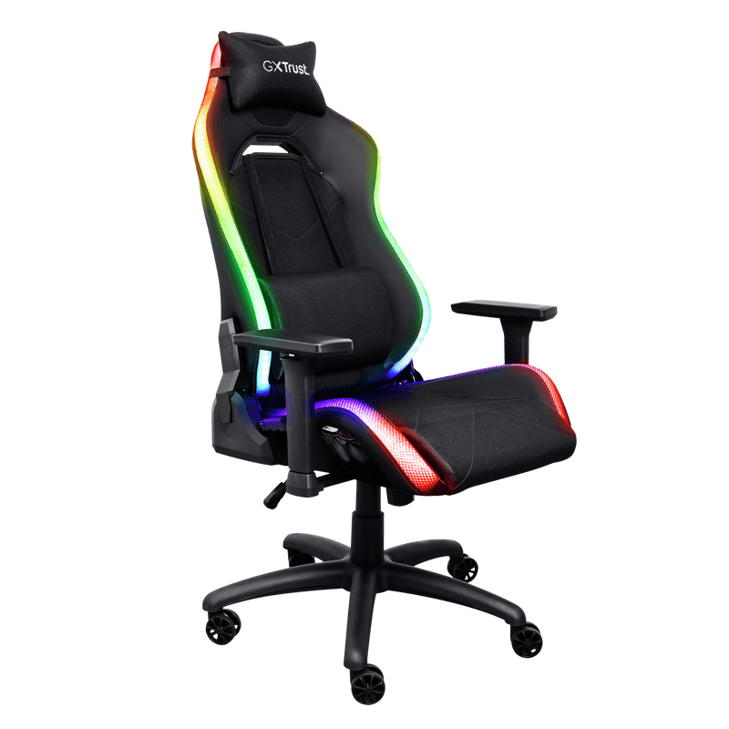 Scaun gaming Trust GXT 719 Ruya, iluminare RGB, 5 roti, ridicare pe gaz clasa 4, adjustabil pe inaltime