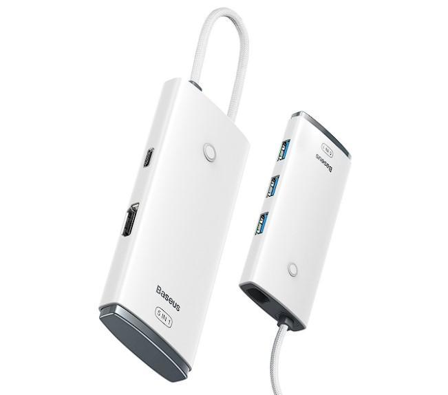 Docking station BASEUS Lite, USB Type-C, 100W, Alb, 2 ani Garantie