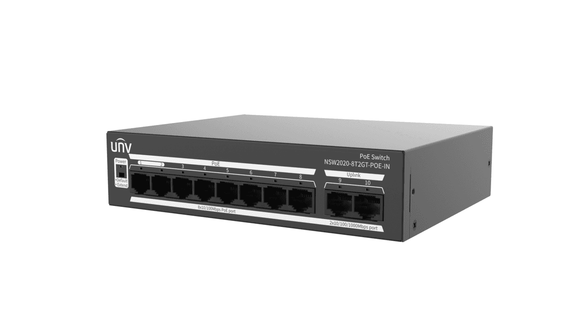 Switch Uniview NSW2020-8T2GT-POE-IN; Porturi:8×100Mbps network ports (RJ45)+2×1000Mbps ports