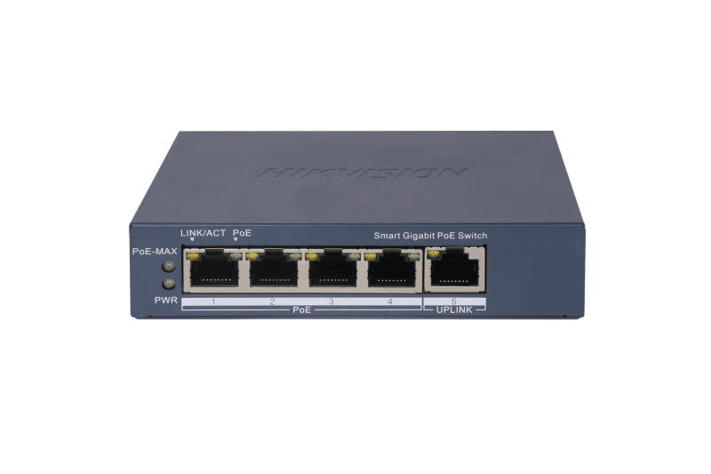 Switch PoE Hikvision DS-3E1505P-EI, 4 × Gigabit PoE port,1 × Gigabit RJ45 port, Total PoE Power Budget 60W