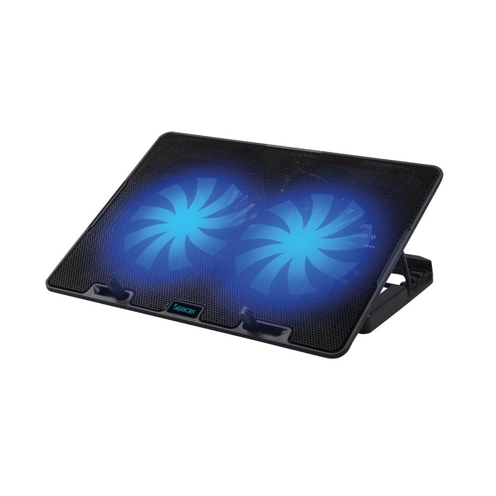 STAND LAPTOP SPACER SPNS-GAMING-2F 17", sita metal, 2x fan 14cm, turatie reglabila 800-1200rpm, ajustabil pe inaltime