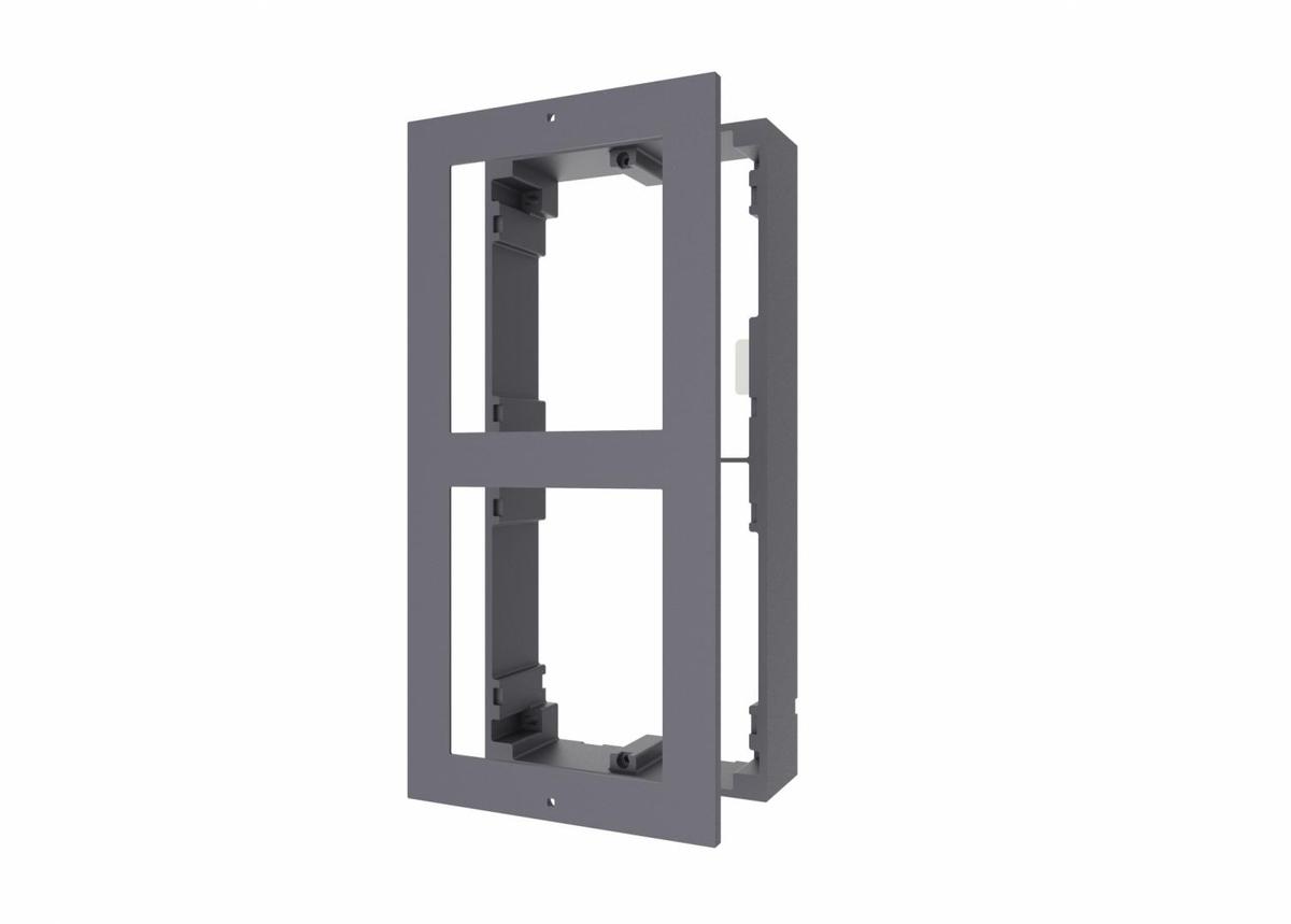 Panou frontal pentru 2 module de videointerfon modular Hikvision DS-KD-ACW2; permite conectarea a 2 module de interfon