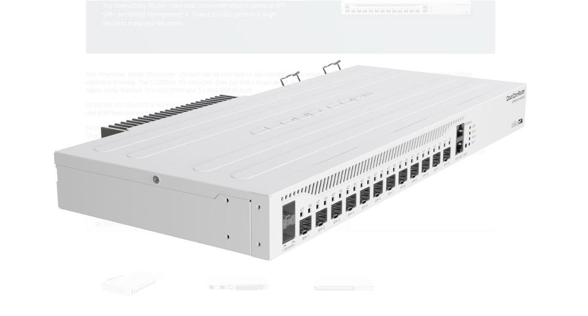 MikroTik Router de retea, CCR2004-1G-12S+2XS; Procesor: 1700 MHz, RAM: 4 GB, 128Mb NAND,  RouterOS v7