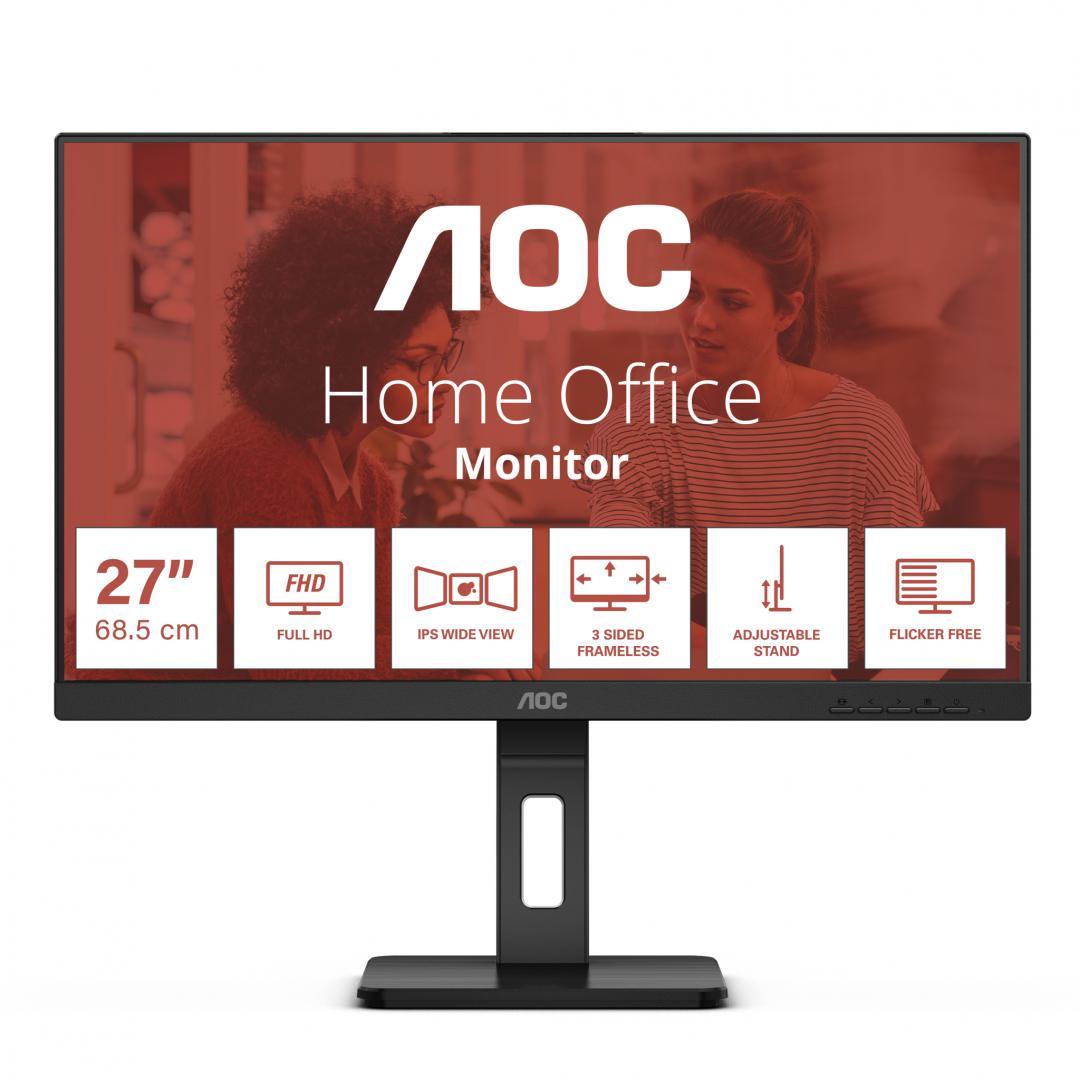Monitor Consumer AOC 27E3QAF, 27", 1920 x 1080 pixeli, Black, 3 ani Garantie