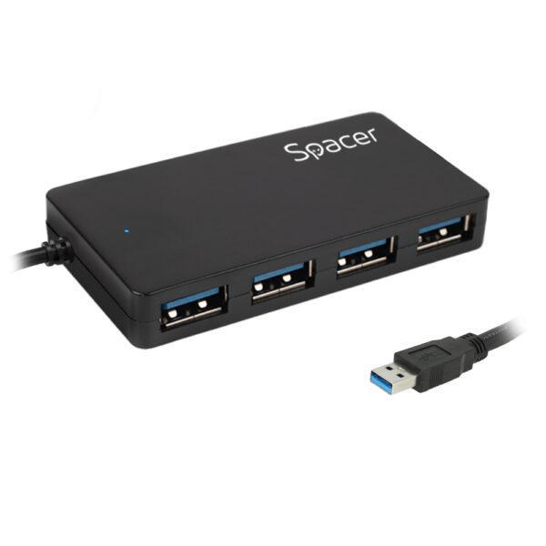 Hub USB SPACER SPHB-USB-4U30-03 USB-A, 4 porturi, Negru