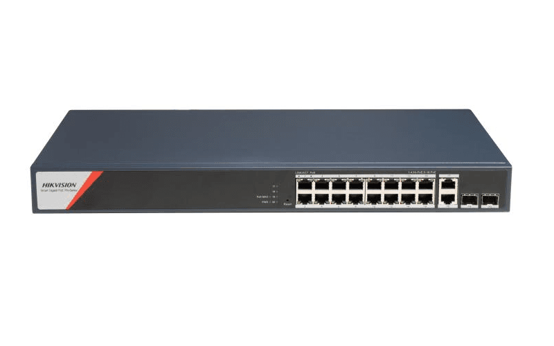 Switch PoE Hikvision DS-3E1520HP-SI-16P2T2F: 16 x 10/100/1000 PoE Ports, 2 × 10/100/1000 Mbps RJ45