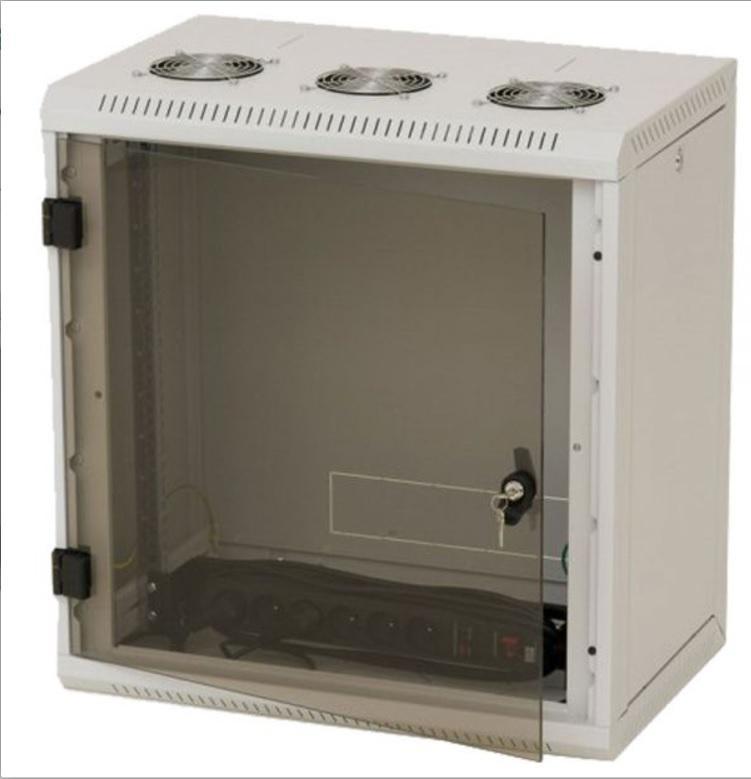 Rack de perete Triton sectiune simpla 6U 500mm adancime usa sticla panouri laterale detasabile