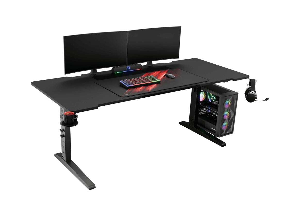 Birou gaming Genesis Holm Modular 180, material lemn/metal, reglabil pe inaltime 70 - 90 cm, iluminare RGB