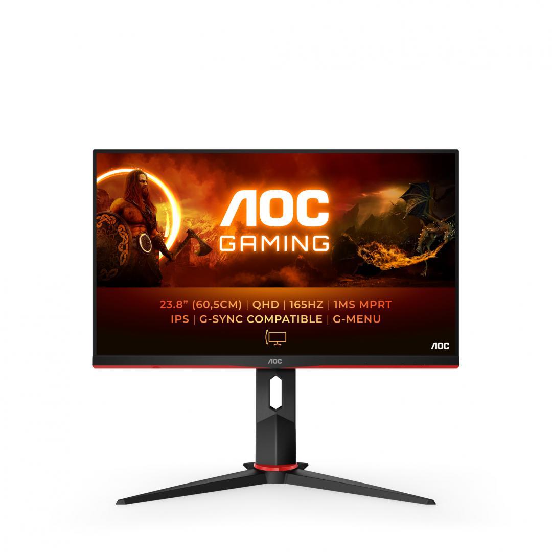 Monitor Consumer AOC Q24G2A/BK, 23.8", 2560 x 1440 pixeli, Black, Red, 3 ani Garantie